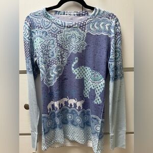 Whimsy Rose thermal shirt with long sleeves and elephant print in size medium.